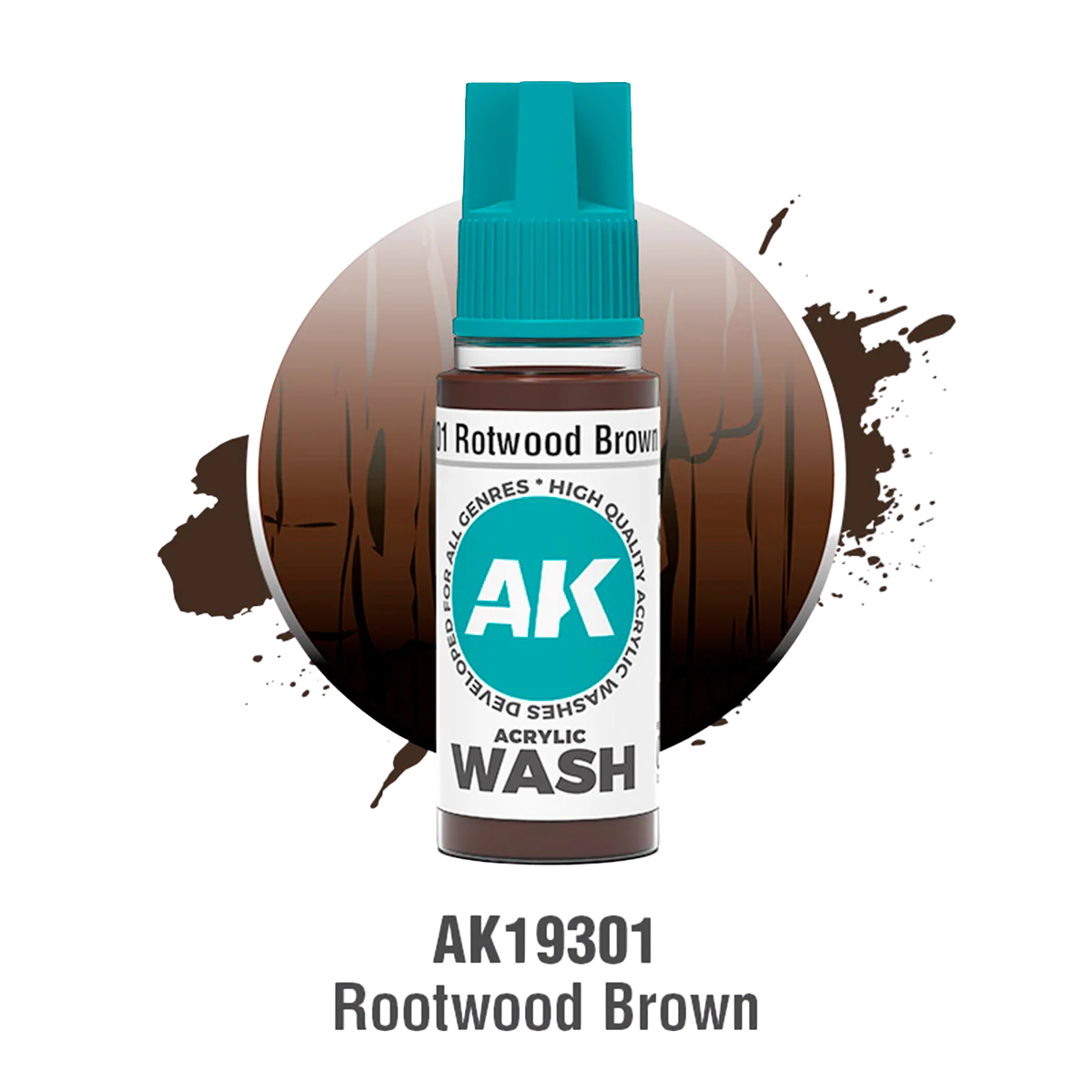 AK Interactive - ROTWOOD BROWN – ACRYLIC WASH