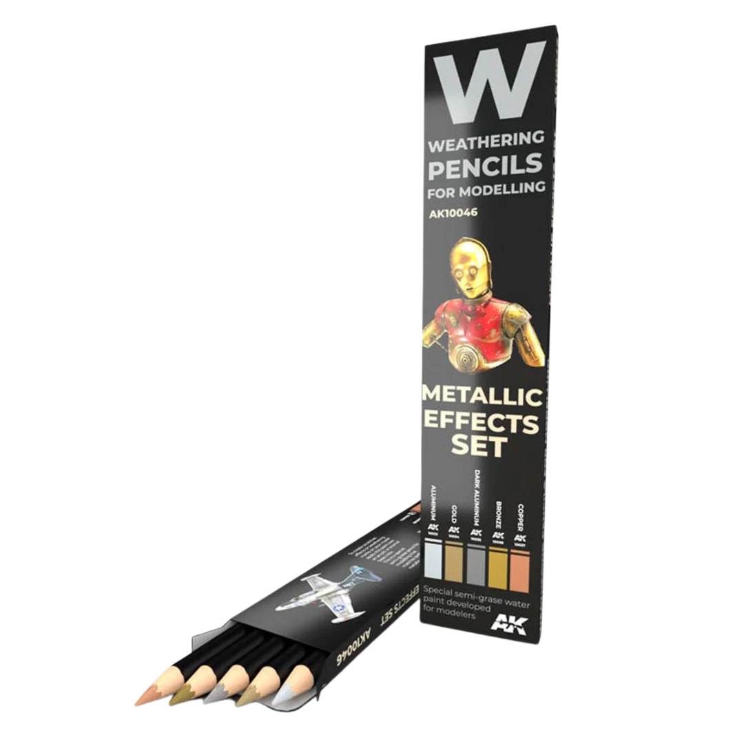 AK Interactive - Weathering Pencils - Metallics Effects Set