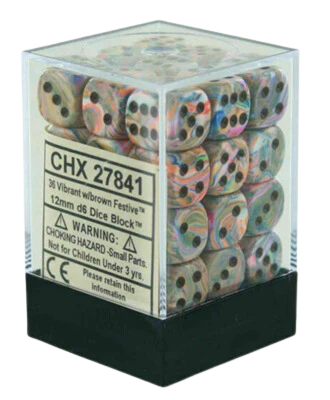 Chessex Dice Block: Signature Festive Vibrant w/brown - 12mm D6 (36)
