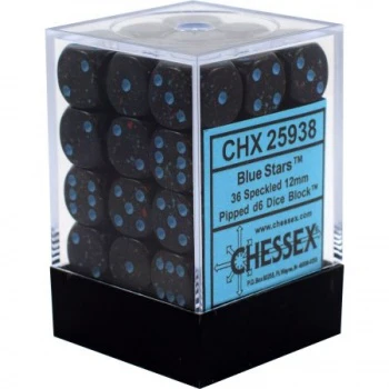 Chessex Dice Block: Speckled Blue Stars - 12mm D6 (36)