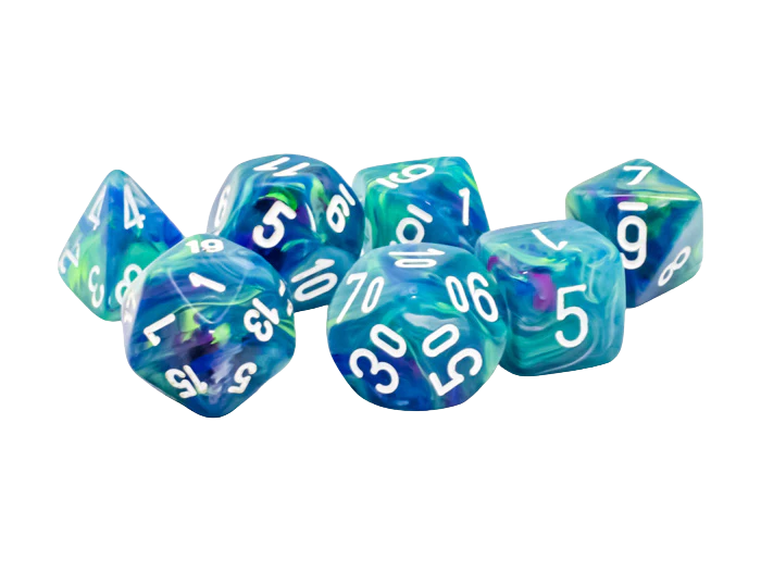 Chessex Festive® Mega-hedral™ Waterlily™/white 7-Die set