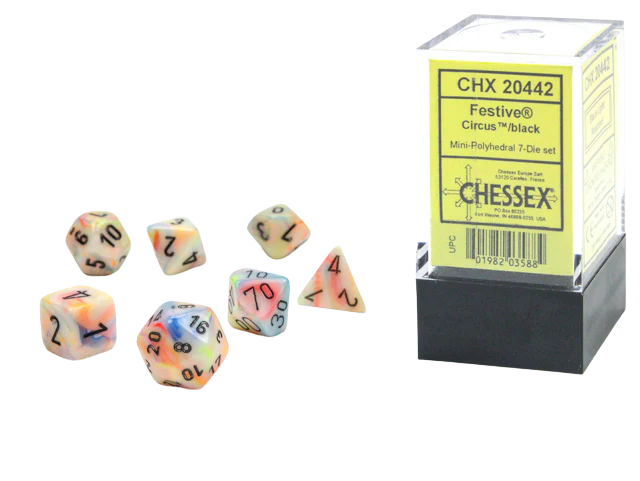 Chessex Festive Mini-Polyhedral Circus/black 7-Die set
