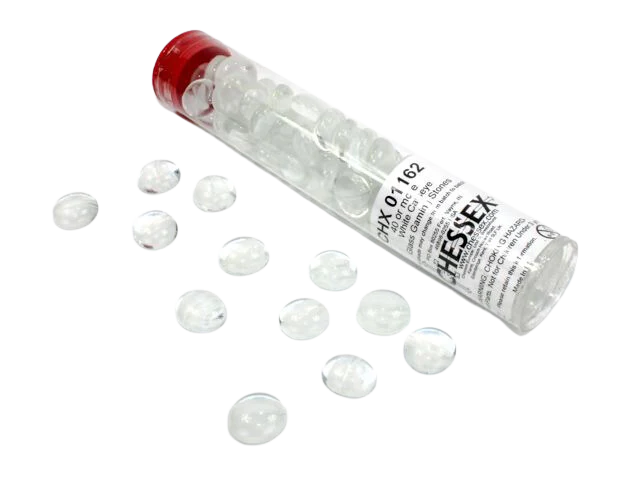 Chessex Gaming Glass Stones in Tube - Clear (40)