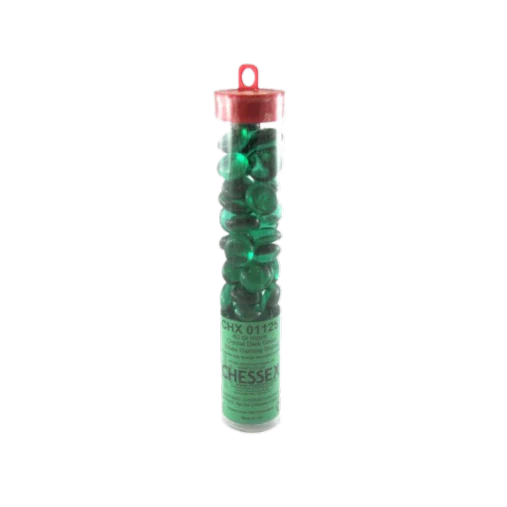 Chessex Gaming Glass Stones in Tube - Crystal Dark Green (40)