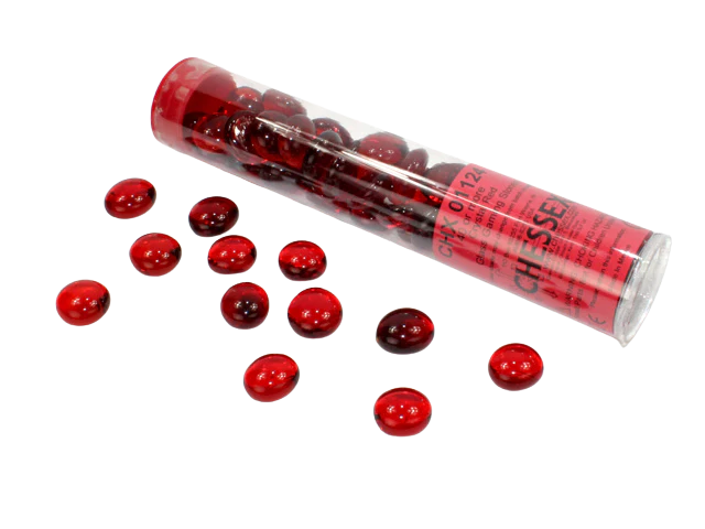 Chessex Gaming Glass Stones in Tube - Crystal Red (40)