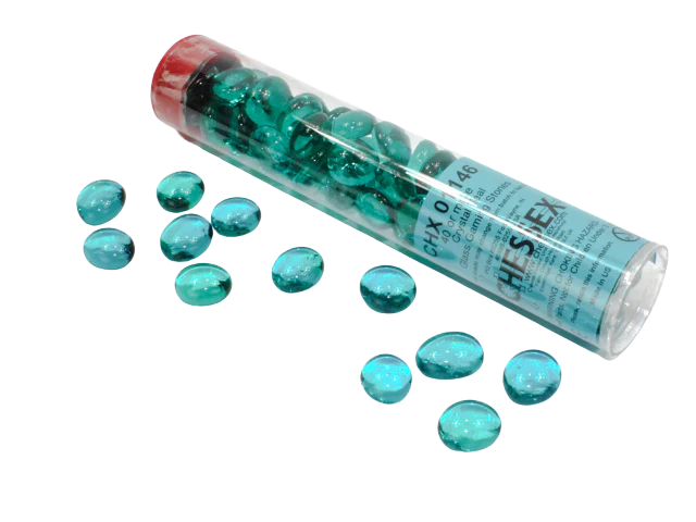 Chessex Gaming Glass Stones in Tube - Crystal Teal (40)