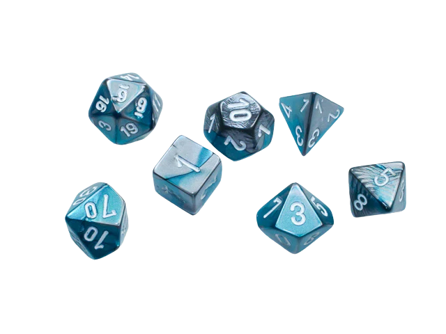 Chessex - Gemini® Mini-Polyhedral Steel-Teal/white 7-Die Set