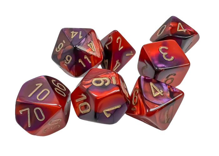 Chessex Gemini Polyhedral 7-Die Set - Purple-Red w/gold