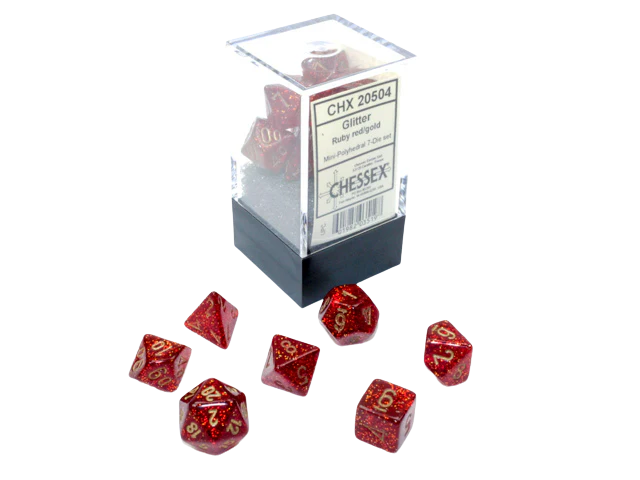 Chessex Glitter Mini-Polyhedral Ruby/gold 7-Die Set
