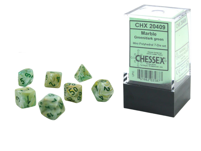 Chessex Marble Mini-Polyhedral Green/dark green 7-Die Set