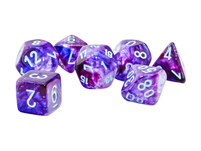 Chessex Nebula® Mega-hedral™ Nocturnal™/turquoise Luminary™ 7-Die Set
