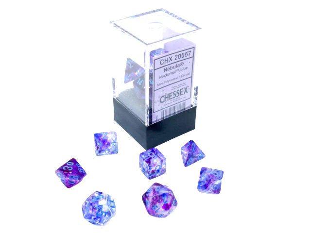 Chessex - Nebula Mini-Polyhedral Nocturnal/blue Luminary 7-Die Set