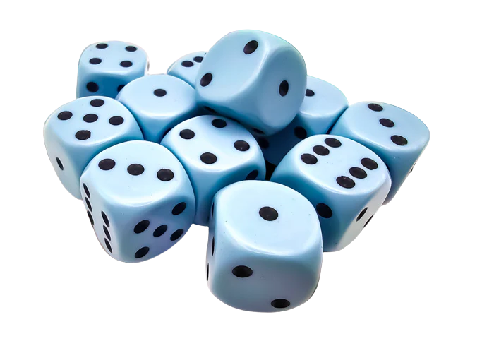 Chessex Opaque Pastel Blue/black 16mm d6 Dice Block (12 dice)