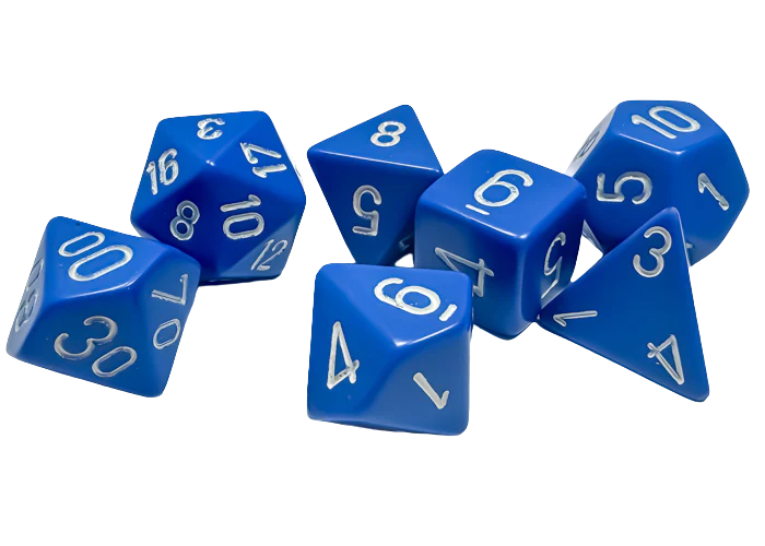 Chessex Opaque Polyhedral 7-Die Sets - Blue w/white