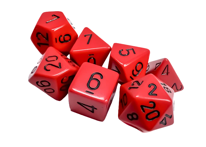 Chessex Opaque Polyhedral 7-Die Sets - Red w/black