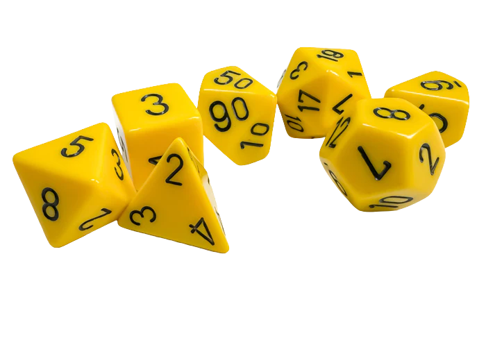 Chessex Opaque Polyhedral 7-Die Sets - Yellow w/black