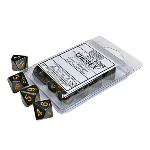 Chessex Opaque Polyhedral Ten d10 Set - Black/gold