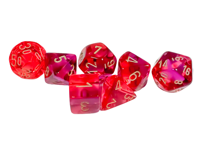 Chessex - Polyhedral Translucent Red-Violet/gold 7-Die Set