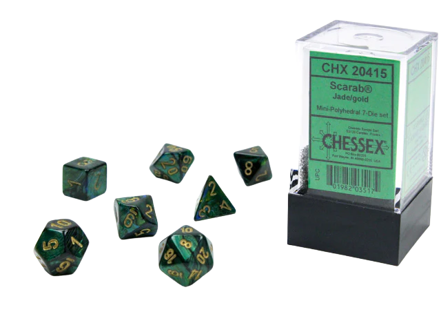 Chessex - Scarab Mini-Polyhedral Jade/gold 7-Die Set