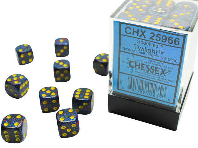 Chessex Speckled 12mm d6 Dice Blocks with Pips (36 Dice) - Twilight