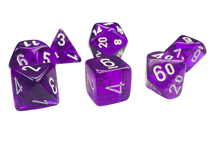 Chessex - Translucent Mini-Polyhedral Purple/white 7-Die Set