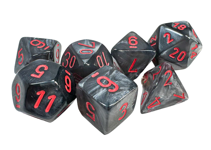Chessex Velvet 7-Die Set - Black w/red
