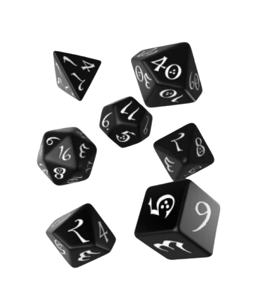 Classic RPG Black & white Dice Set (7)