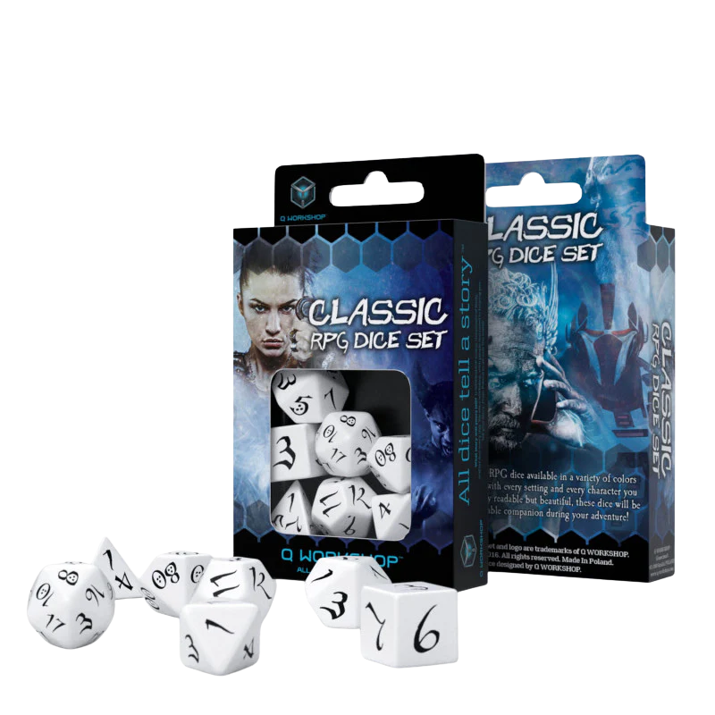 Classic RPG White & black Dice Set (7)