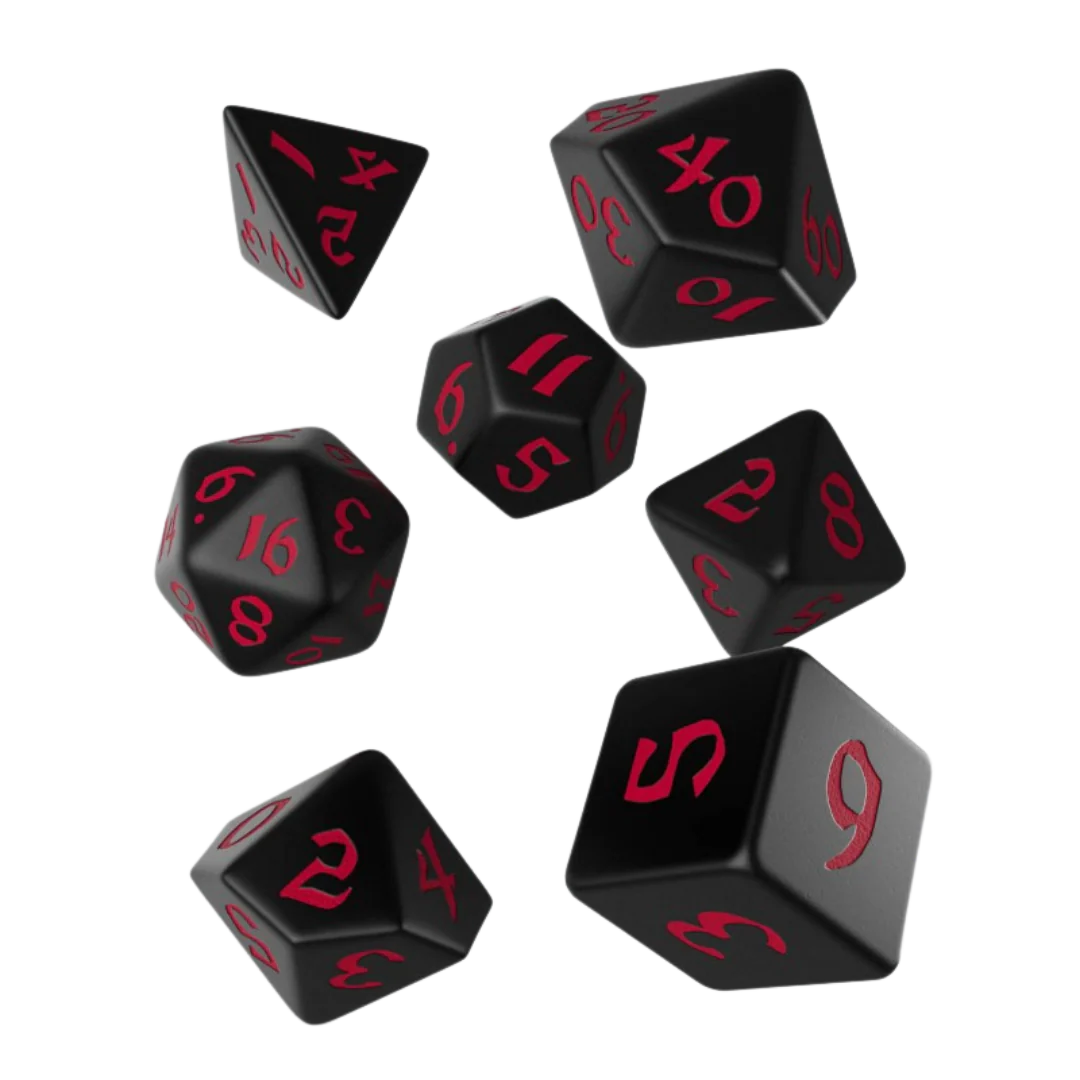 Q Workshop - Classic Runic Black & Red Dice Set (7)