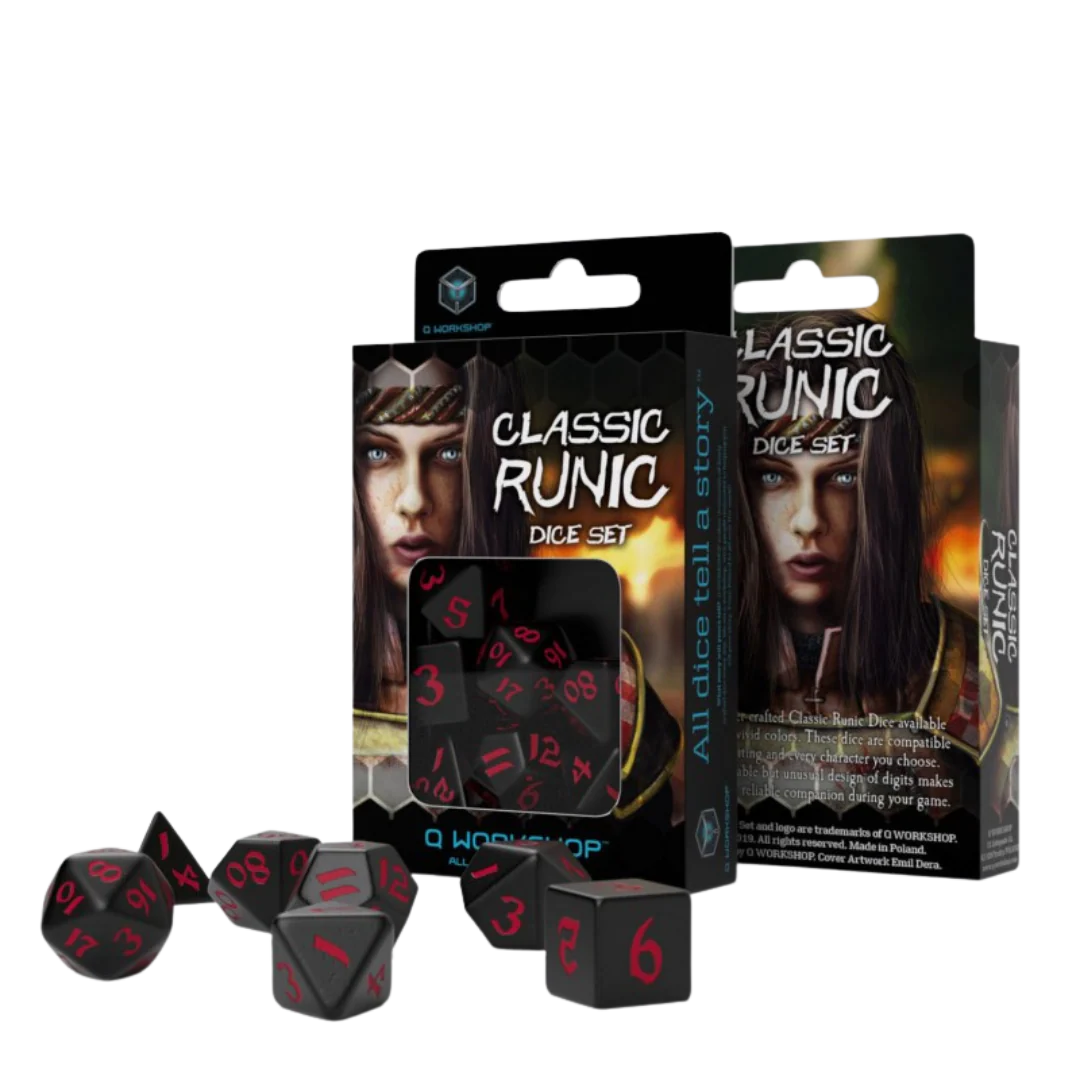 Q Workshop - Classic Runic Black & Red Dice Set (7) - Image 2