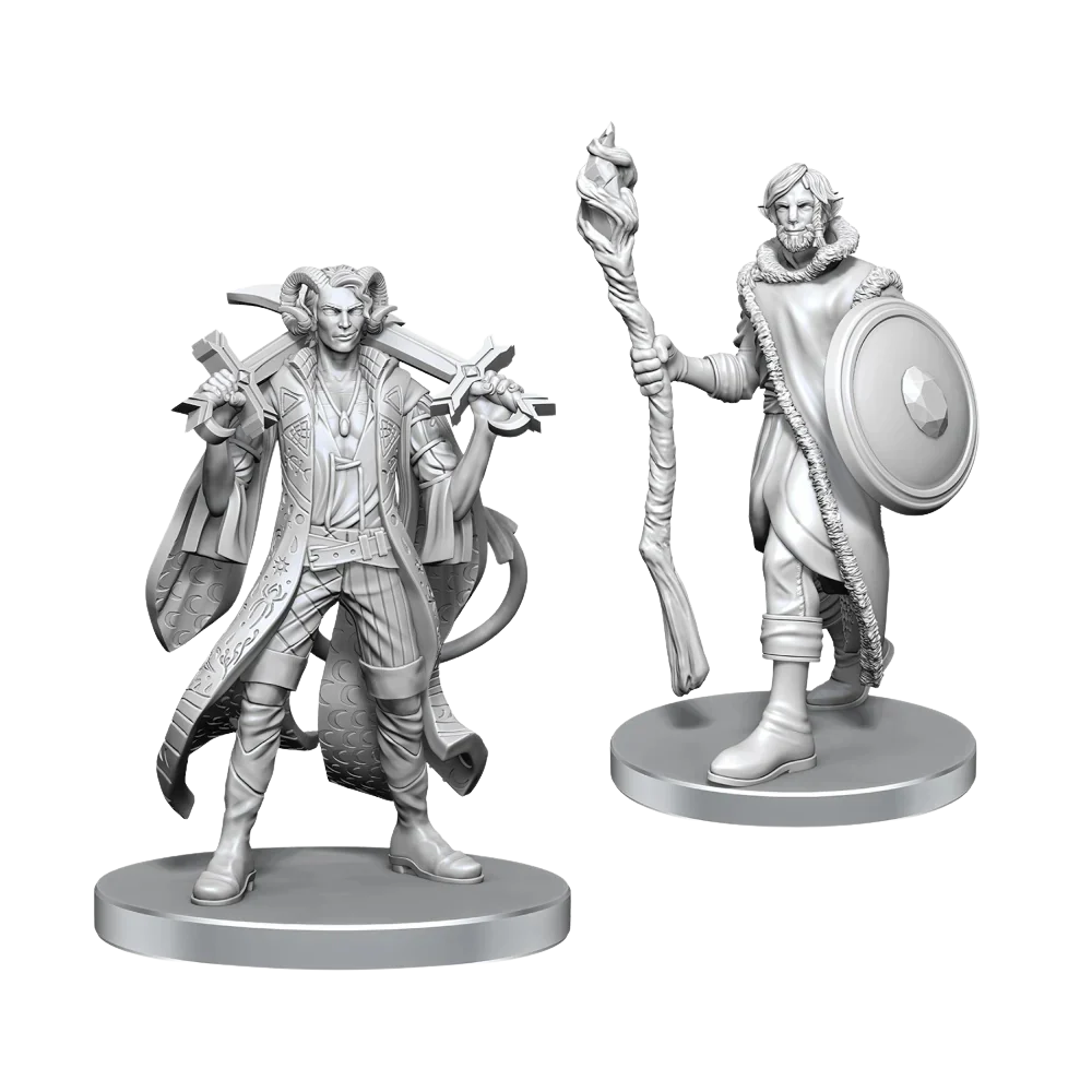 Critical Role Unpainted Miniatures: Mollymauk Tealeaf & Caduceus Clay