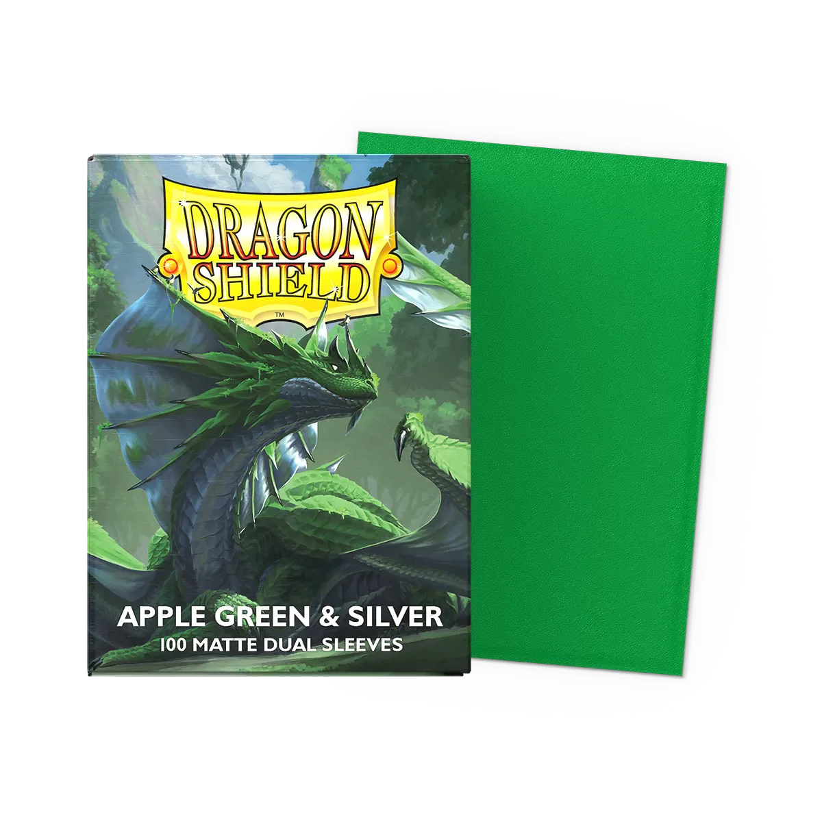Dragon Shield Sleeves - Standard size - Matte Dual - Apple Green & Silver (100 Sleeves)