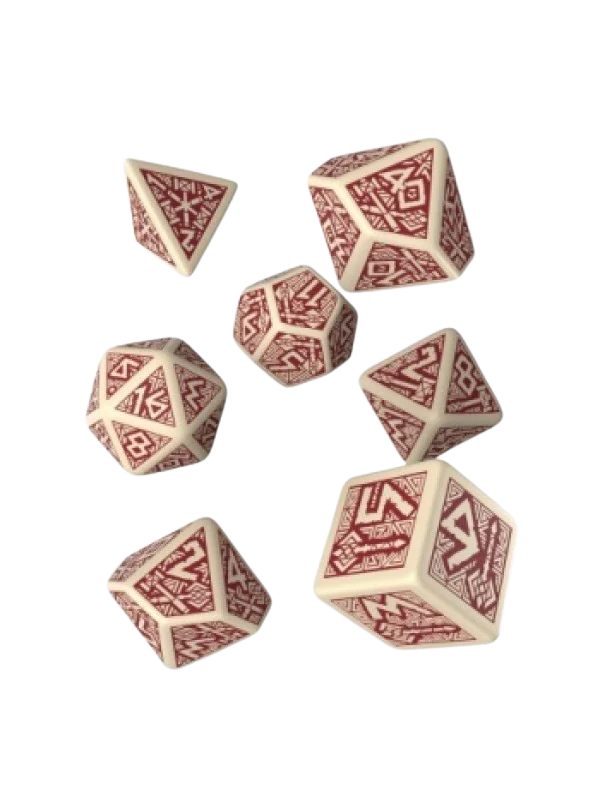 Dwarven Beige & burgundy Dice Set (7)