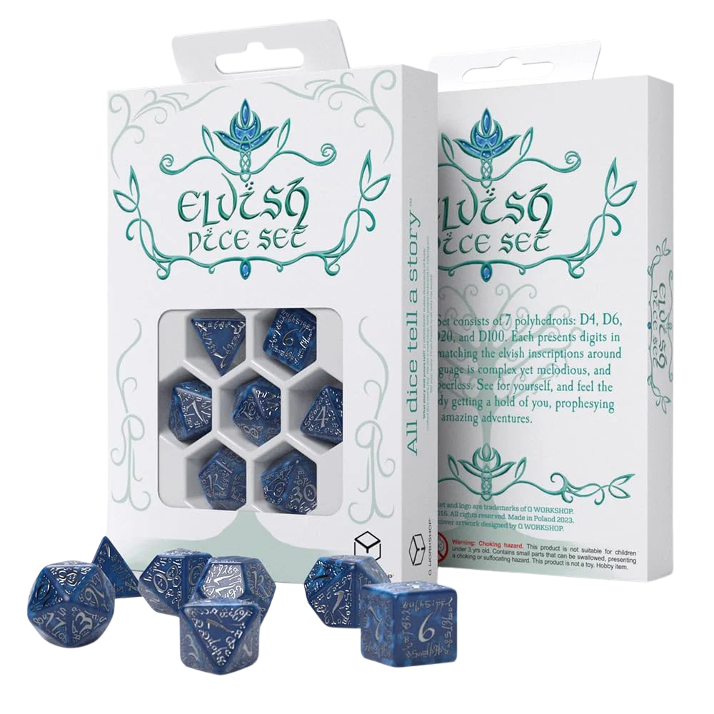 Elvish Cobalt & Silver Dice Set