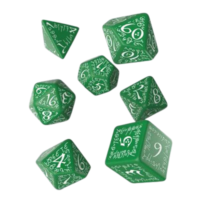 Elvish Green & white RPG Dice Set (7)