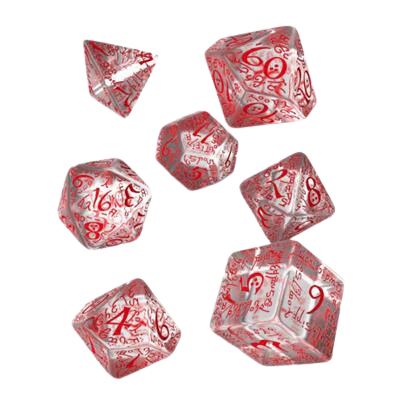 Elvish Translucent & red RPG Dice Set (7)