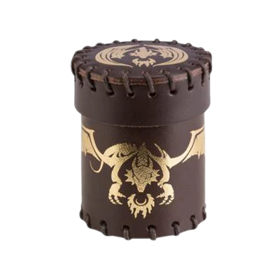 Flying Dragon Brown & golden Leather Dice Cup