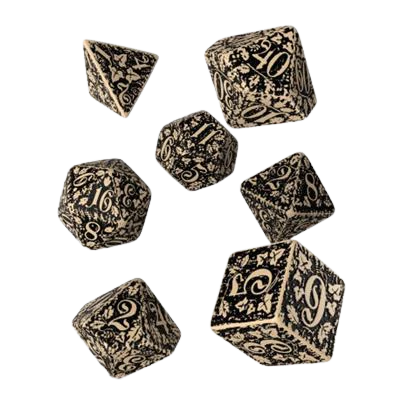 Forest 3D Beige & black Dice Set (7)