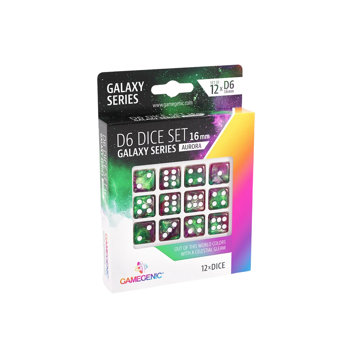 Gamegenic - Galaxy Series - Aurora - D6 Dice Set 16 mm (12 pcs)