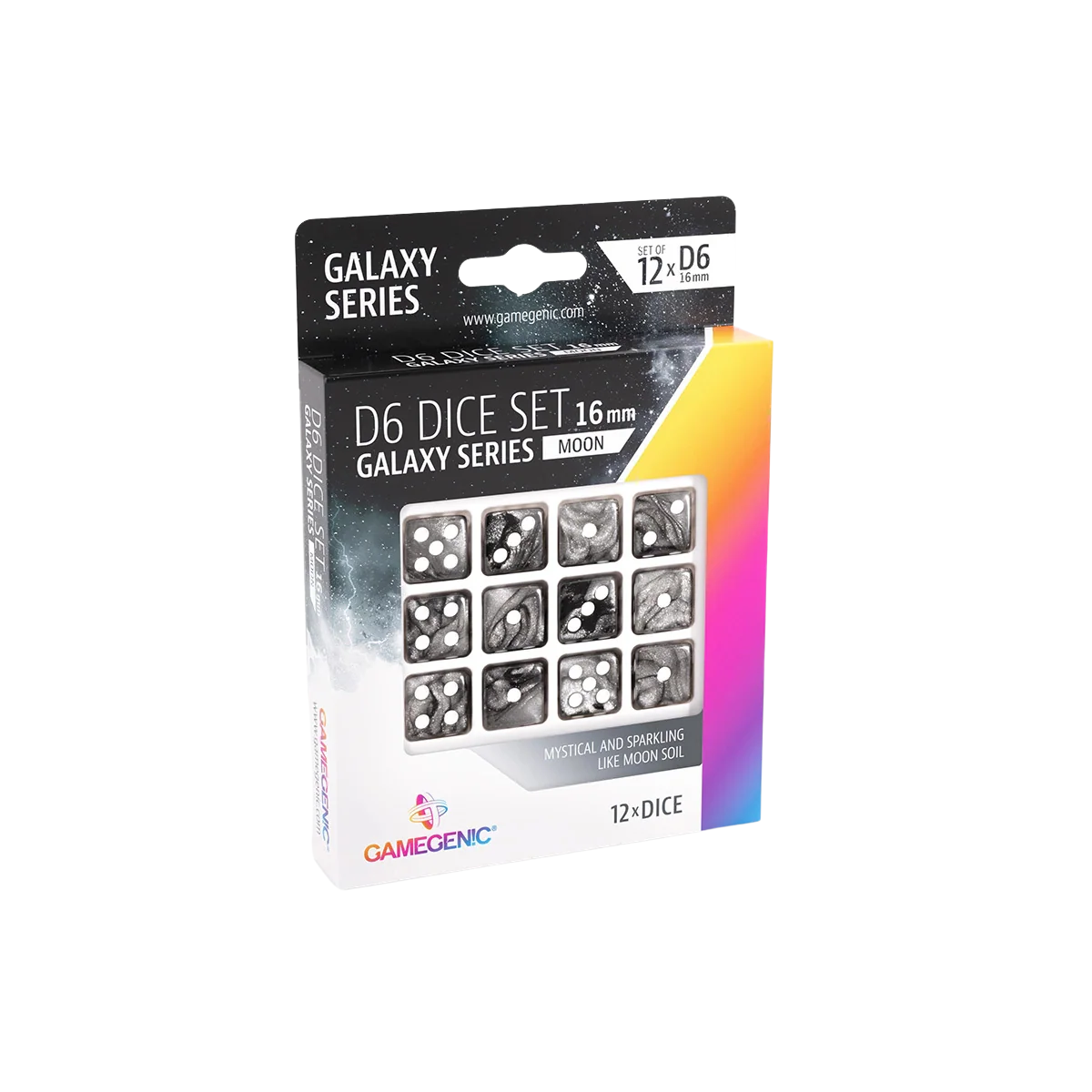 Gamegenic - Galaxy Series - Moon - D6 Dice Set 16 mm (12 pcs)