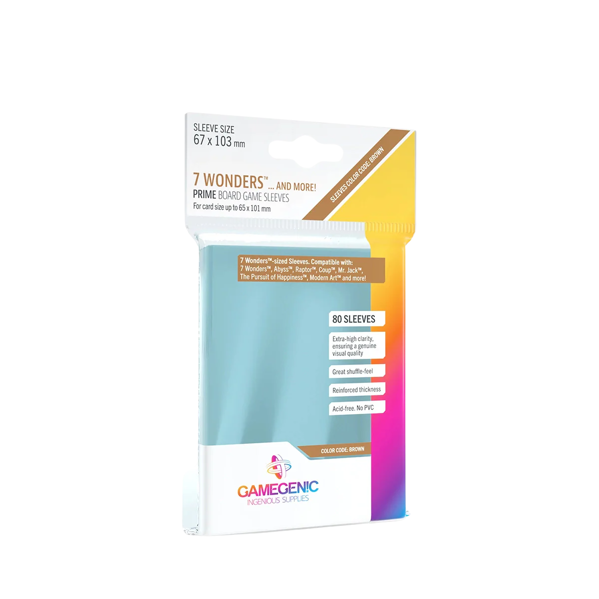Gamegenic - PRIME 7 Wonders Sleeves 67 x 103 mm - Clear (80 Sleeves)