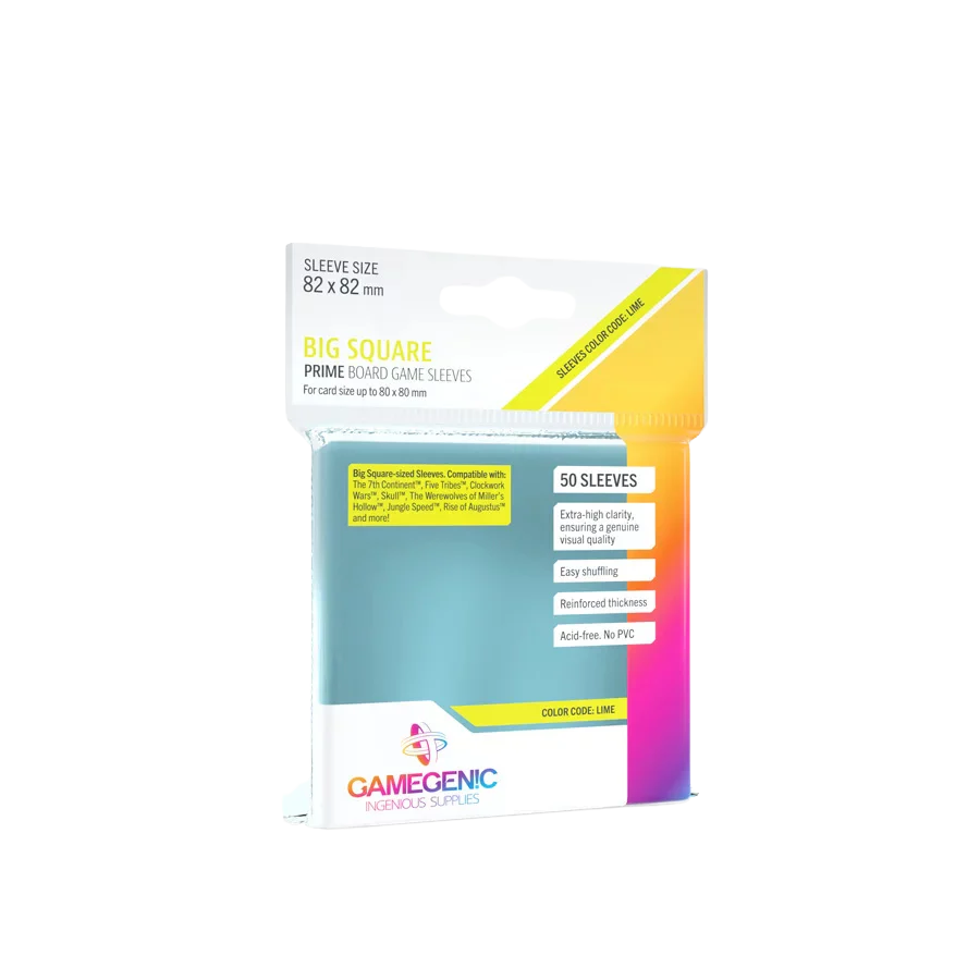 Gamegenic - PRIME Big Square-Sized Sleeves 82 x 82 mm - Clear (50 Sleeves)