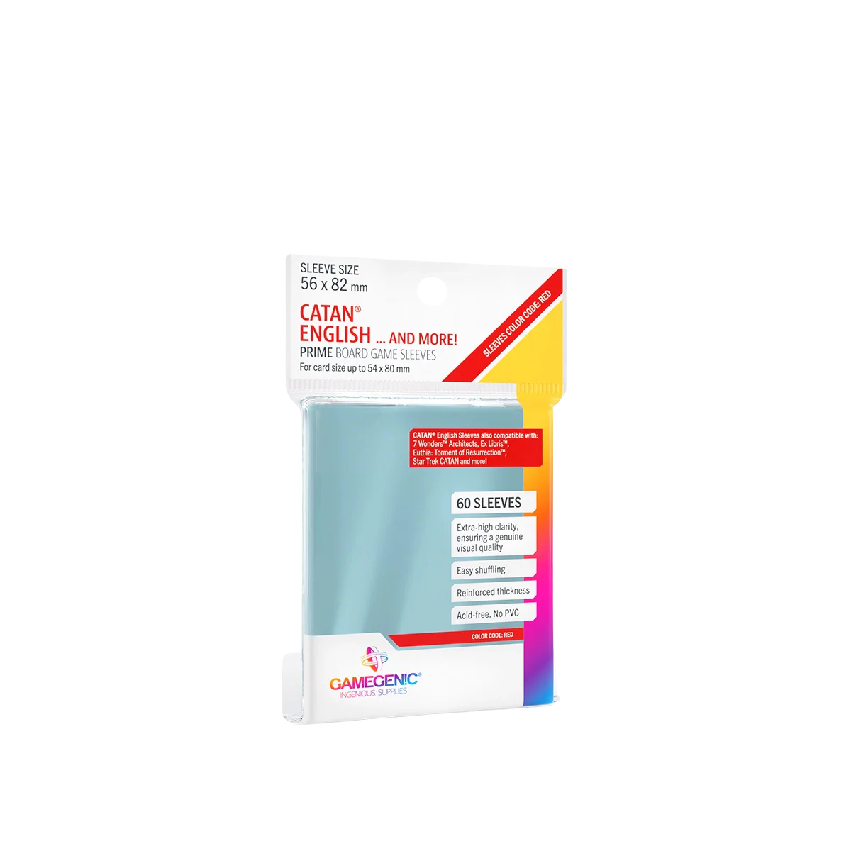 Gamegenic - PRIME Catan-Sized Sleeves 56 x 82 mm - Clear (50 Sleeves)