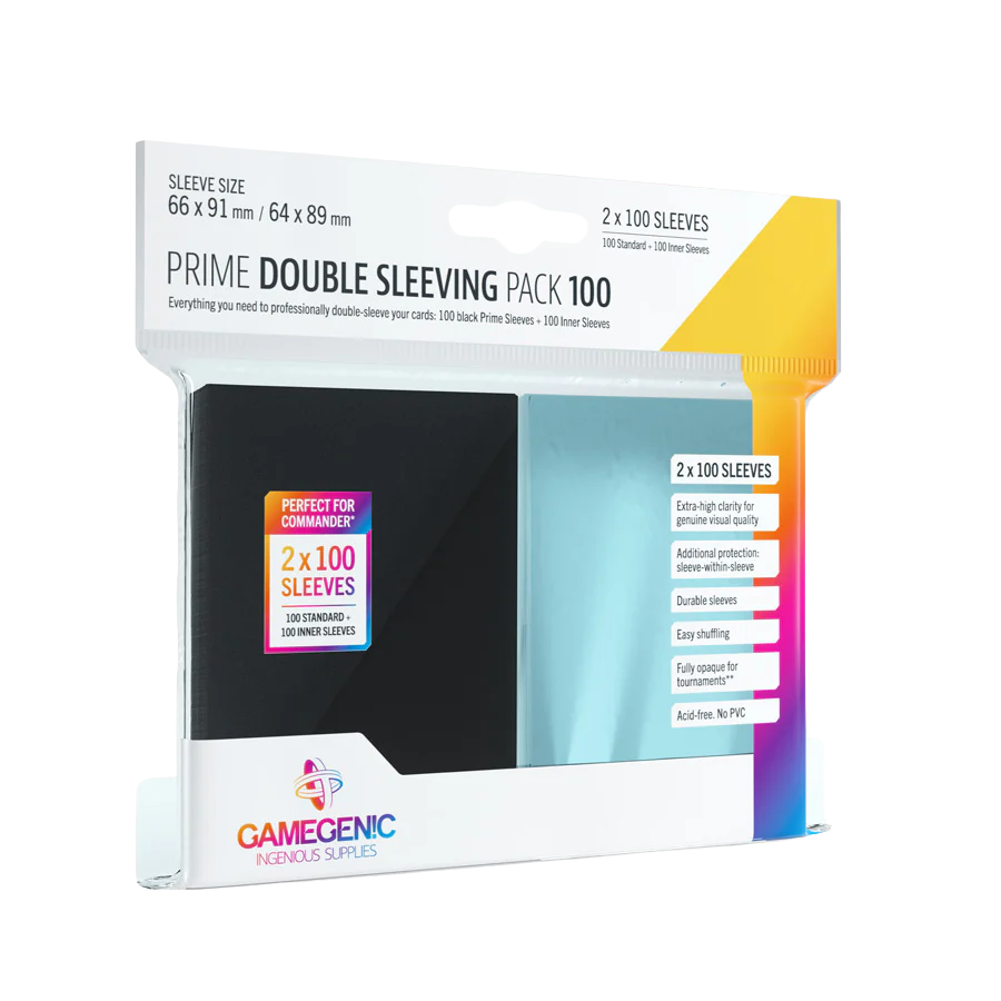 Gamegenic - Prime Double Sleeving Pack Clear/Black (2x100 Sleeves)