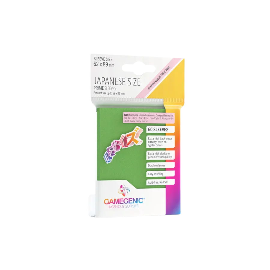 Gamegenic - PRIME Japanese Sized Sleeves Green (60 Sleeves)