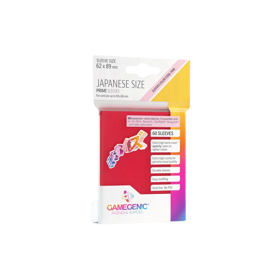 Gamegenic - PRIME Japanese Sized Sleeves Red (60 Sleeves)
