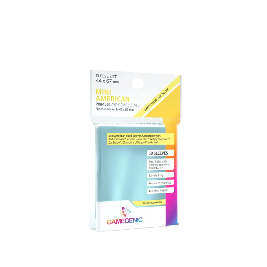 Gamegenic - PRIME MINI AMERICAN-SIZED SLEEVES 44 X 67 MM - CLEAR (50 SLEEVES)