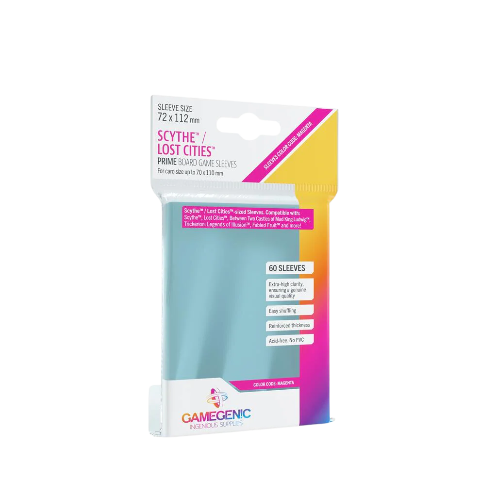 Gamegenic - PRIME Scythe/Lost Cities Sleeves 72 x 112 mm - Clear (60 Sleeves)