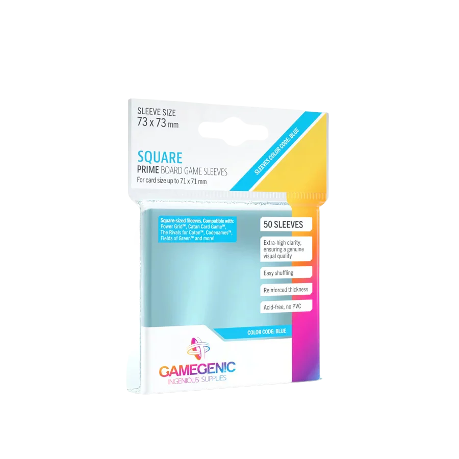 Gamegenic - PRIME Square-Sized Sleeves 73 x 73 mm - Clear (50 Sleeves)