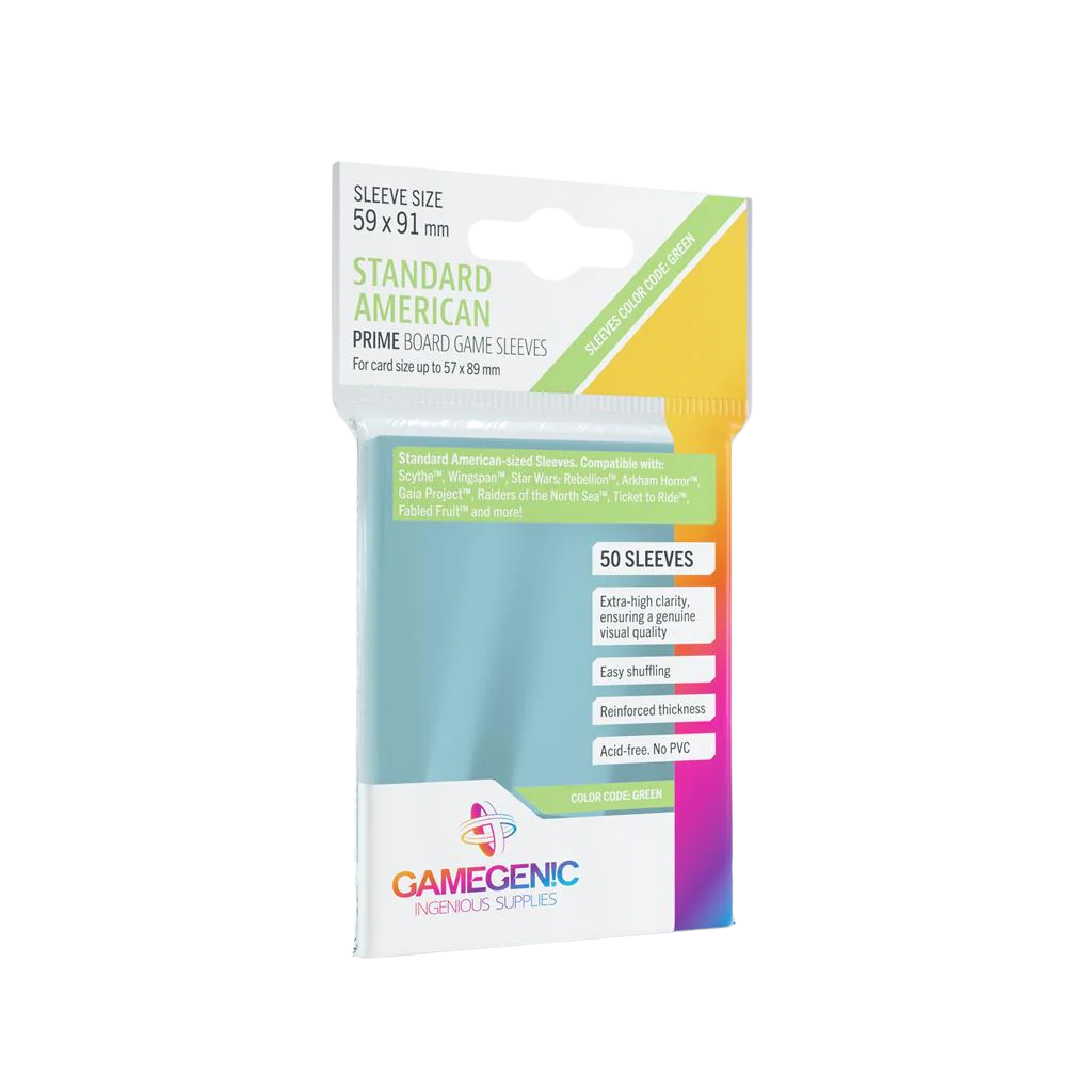 Gamegenic - PRIME Standard American-Sized Sleeves 59 x 91 mm - Clear (50 Sleeves)